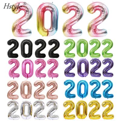 China Eco-friendly 40 Inch 2022 Foil Number Balloons For New Year'S Eve Festival Party Supplies Graduation Decorations SET173 for sale