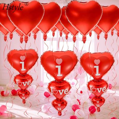 China Eco-friendly Heart Balloons Decorations Kit I Love U Heart Shape Foil Balloons For Valentines Day Decorations SET647 for sale