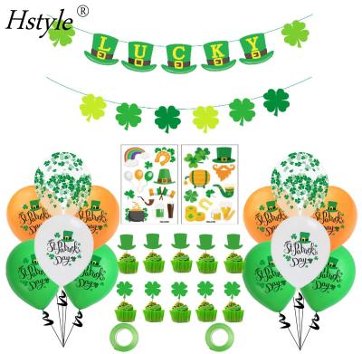 China Eco-friendly Banner Garland Balloon Party Supplies ST841 LUCKY Hat Clover Banner Celebrate Holiday St Patrick's Day Party Decoration for sale