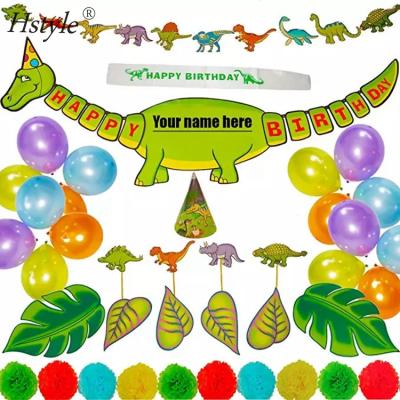 China Eco-Friendly Happy Birthday Party 88 Pieces Dinosaur Supplies For Kids Boy Children Birthday Party Decoration SET0521 for sale