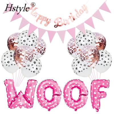 China Pet Birthday Party Supplies Dog Woof Foil Balloons Banner Dog Birthday Party Decorations ST422 for sale