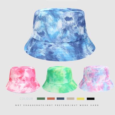 China Durable Summer Tie-Dye Hip Hop Double Sided Graffiti Souvenir Bucket Hat Hip Hop Floppy Fisherman Unisex Bucket Hat for sale