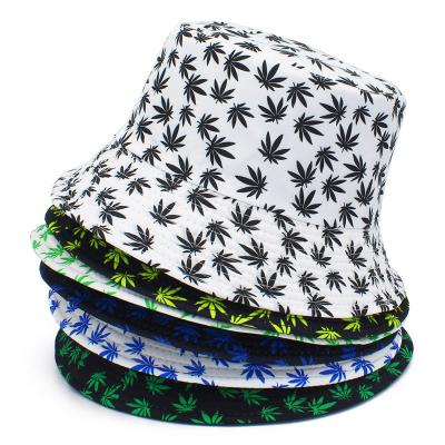 China Durable Wholesale Custom Your Own Logo Embroidery Fisherman's Hat Cheap Maple Leaf Printed Bucket Hats for sale