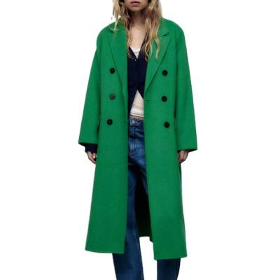 China New Design Autumn Winter Women's Breathable Wool Blended Loose Cloth Double Breasted Wool Coats For Ladies for sale