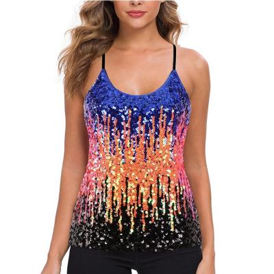 China Back: 95% Rayon Factory Direct 100% Polyester Tank Strap Sparkly Top Adjustable Elastic Light Sexy Women Invest For Cocktail Party for sale