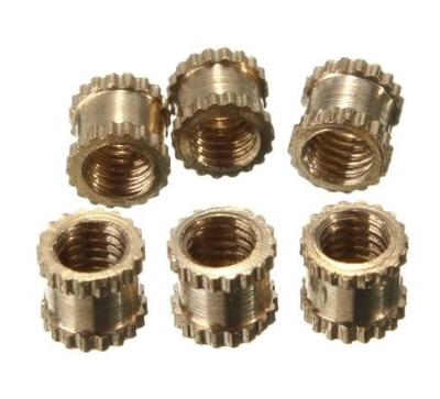 China Brass Knurl Nuts M3 4mm L-4mm OD Metric Threaded Nuts Insert Round Shape for sale