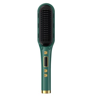 China Nondisposable Negative Ion Green Straight Hair Comb 15mm Electric Hot Dry And Wet Use LCD Display for sale