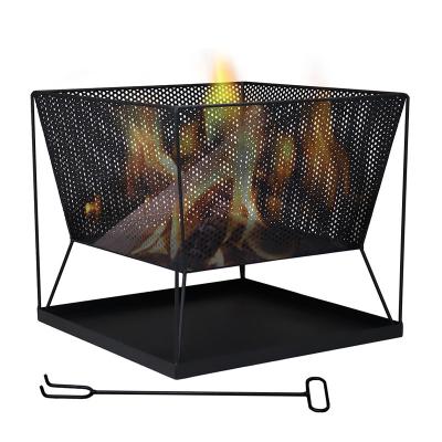 China Widely Used Outdoor Hearting Continue Warm Fireplace Single Wood Burning Square Outdoor Metal Fire Pit for sale