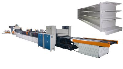 China Bilateral Roller Supermarket Storage Rack Panel Roll Forming Machine for sale