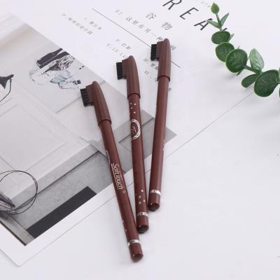 China Waterproof Wood Crafted Empty Cuttable Soft Brown Durable OEM Eyebrow Pencil With Brush for sale