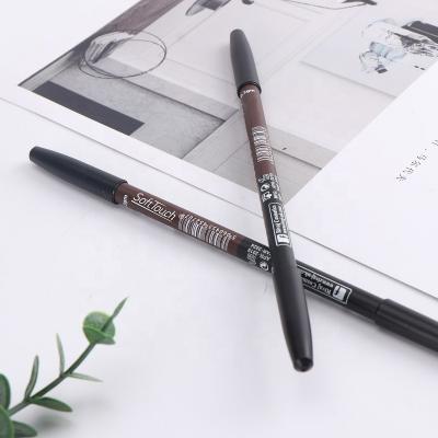 China wholesale waterproof no microbalding mark 3 in 1 double main eyebrow pencil dark brown for sale