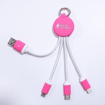 China Barber Shop Factory Promotional 3-in-1 Design Light Up Multi USB Logo Charging Cable for sale