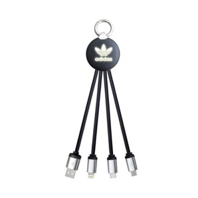 China Design Barber Shop Factory 3in1 Promotional Light Up Logo Usb Branded Cable for sale