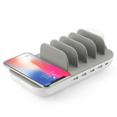 China Phone Factory Charging Design 60W 5 in 1 Wireless Charger Car Phone Holder for iPhone Samsung Charging Station for sale