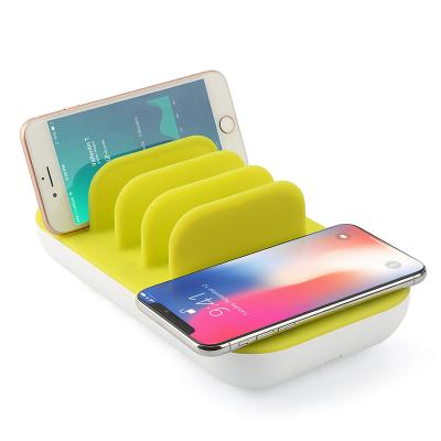 China Amazon phone factory design charging security 5 in 1 wireless charger intelligent wireless charging desktop storage box for sale