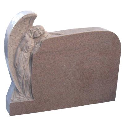 China Traditional American Style Custom Hand Work Carving Leaning Angel Headstone for sale