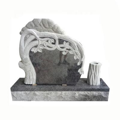 China New American Style Cemetery Hand Carving Tree Granite Hot Sale Grave Stone Headstone for sale