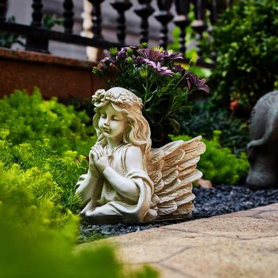 China Europe Angel Bust Garden Statue Planters with Clasped Hands Yard Art Resin Crafts Patio Lawn Polyresin for sale