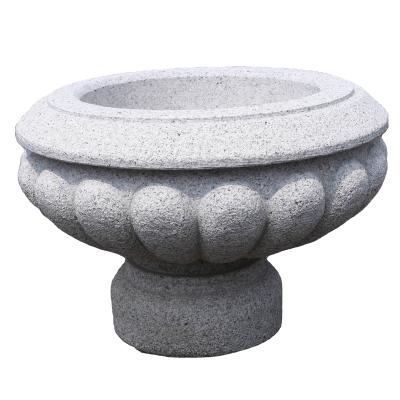 China Modern Garden Decorate Carving Stone Square And Round Granite Flowerpots Vase for sale