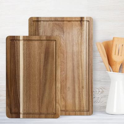 China Cutting Block Multifunction Butcher Design Food Large Cutting Board Double-Sided Acacia Wood Chopping Board for sale