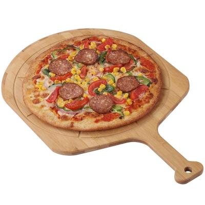 China Eco-Friendly Large Size Easy Cut Double Side Using Original Bambpp Pizza Serving Board Pizza Skin For Diy Handmade Pizza for sale