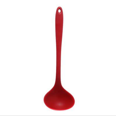 China Viable Single Pack Silicone Soup Ladle Red Heat Resistant Nonstick Kitchen Set Utensils for sale