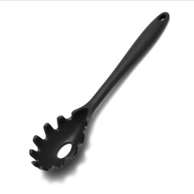 China Viable Non-Stick Heat Resistant Black Simple Noggin Spoon Kitchen Instruments Tools Silicone Kitchen Tools for sale