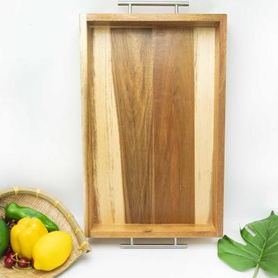 China Extra Large Viable Wholesale Acacia Wood Serving Trays For Food Serving Beech Board Room Serving Tray for sale