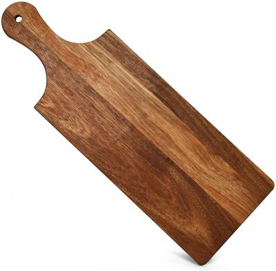 China Sustainable Natural Acacia Wood Turntable Kitchen Utensils Cutting Board With Handle Multi Function Chopper for sale