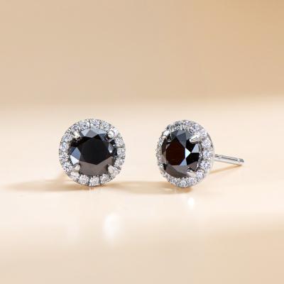 China FASHIONABLE hot sale sterling back earrings S925 gems black moissanite with silver wedding earrings stud earring for sale