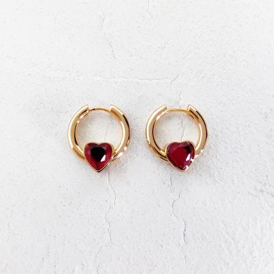 China New Fashion TRENDY Earrings With Gold Copper Plated And Heart Shaped Gemstones for sale