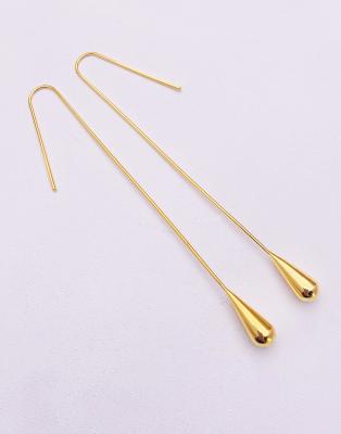 China Retro Atmospheric Exaggerated Brass Plated Earrings Metal Long FASHIONABLE French Drop Earrings for sale