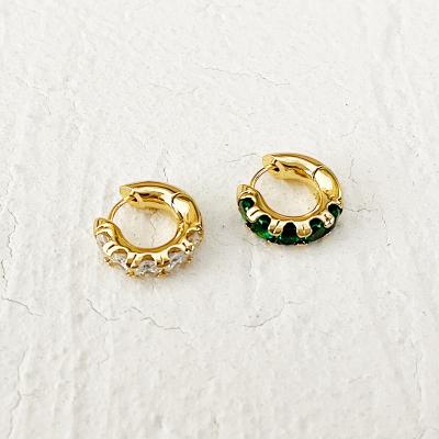 China TRENDY vintage high quality earrings inlaid with zircon brass plated personalized and classy for sale