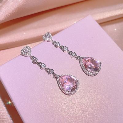 China CLASSIC Good Quality Jewelry Set Pink Cubic Zircon Ring Earrings Pendant Necklace Jewelry Set Jewelry for sale