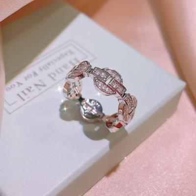 China CLASSIC Gold Plated Shiny Cubic Zircon Index Ring Chain Hollow Out Design Rings for sale