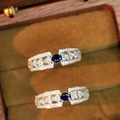 China Fashion CLASSIC Luxury Women's Ring Crystal Zircon Stone Blue Diamond Zircon Rings for sale