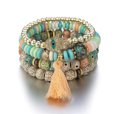 China Fashion Exquisite Jewelry Ladies Classic Bergamot Turquoise Tassel Beaded Bracelet For Women Girls for sale