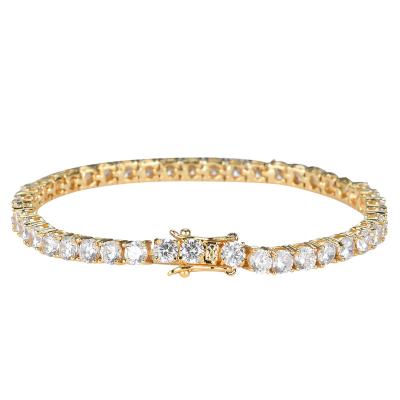 China Factory CLASSIC Gold CZ Baguette Bangle Design Silver Plating Zircon Copper Bracelet For Jewelry for sale