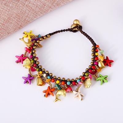 China 2022 New Arrival CLASSIC Animal Starfish Dolphin Bell Beach Anklet Dolphin Bohemia Animal Anklet for sale