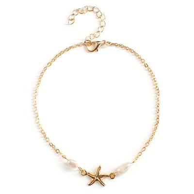 China 2022 Bohemian Style Wholesale Custom Bead Starfish Anklet Chain Bracelet Foot Jewelry Sand Barefoot Anklets For Women for sale