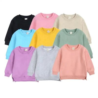 China Anti-Shrink Ms-37 Winter Clothes  cotton fleece plain pullover kids tales girls sweat suits toddler boys crewneck sweatshirts without hood for sale