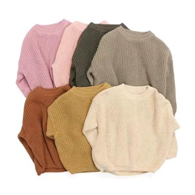 China Anti-Shrink Ms-45 Solid Warm Winter And Autumn Clothing Baby Knitted Sweater Crewneck Wholesale Children Sweater for sale