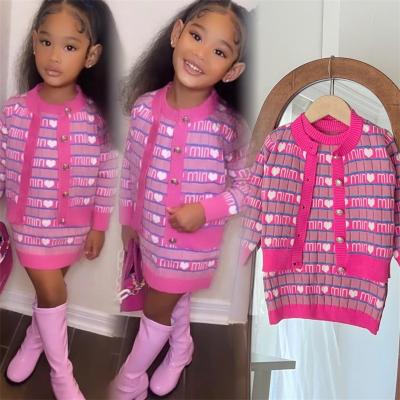 China Anti-wrinkle Ms-43 2023 Kids Wholesale Winter Clothes Knitted Sweater Cardigan Vest Baby Dress Sets 2 Piece Baby Girl Clothes Designs for sale