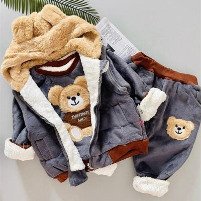 China Casual Ms-71 Autumn Winter 2023 Kids Clothing Boys Girls Fleece Bear Tracksuits + Sleeveless Jackets 3 Piece Tracksuits Sets for Kids for sale