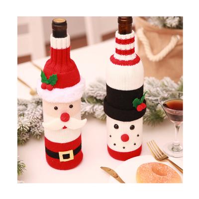 China Cloth Christmas Snowman Christmas Doll Faceless Wine Bottle Set Wine Bottle Cover Christmas Tree Decoration for sale