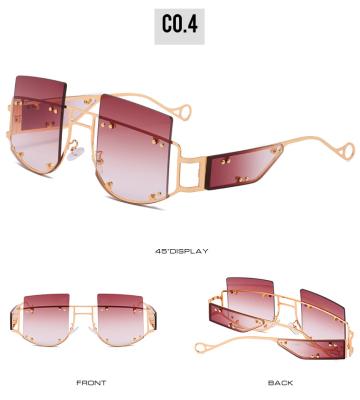 China Fashion Sunglasses Shape Sunglasses Newest 2020 Four-lens Composition Wire Nail Metal Eyewear Big Square Frame Sunglasses Luxury Men for sale