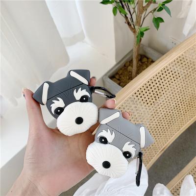 China Cover Device Skin Accessories Earphone Case For AirPods 3D Cute Cartoon Schnauzer Dog Design Silicone Earphone Cover Device Case For Airpods 1 2 pro for sale