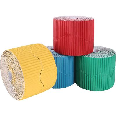 China Durable Wave Scalloped Solid Metallic Glitter Bulletin Corrugated Paper Borders for sale