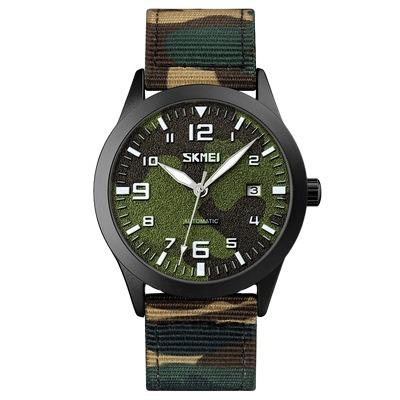 China Automatic Date Skmei 9246 Men Watch Automatic Mechanical Classic Luminous Hands Camouflage Army Military Nylon Band Male Watch for sale