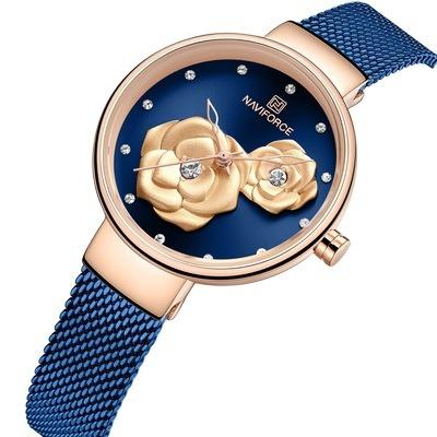 China Top Luxury Calendar NAVIFORCE 5013 Full Ladies Watch Elegant Dress Clock Relogio Feminino Fashion 3D Rose Women Wrist Watches Casual for sale